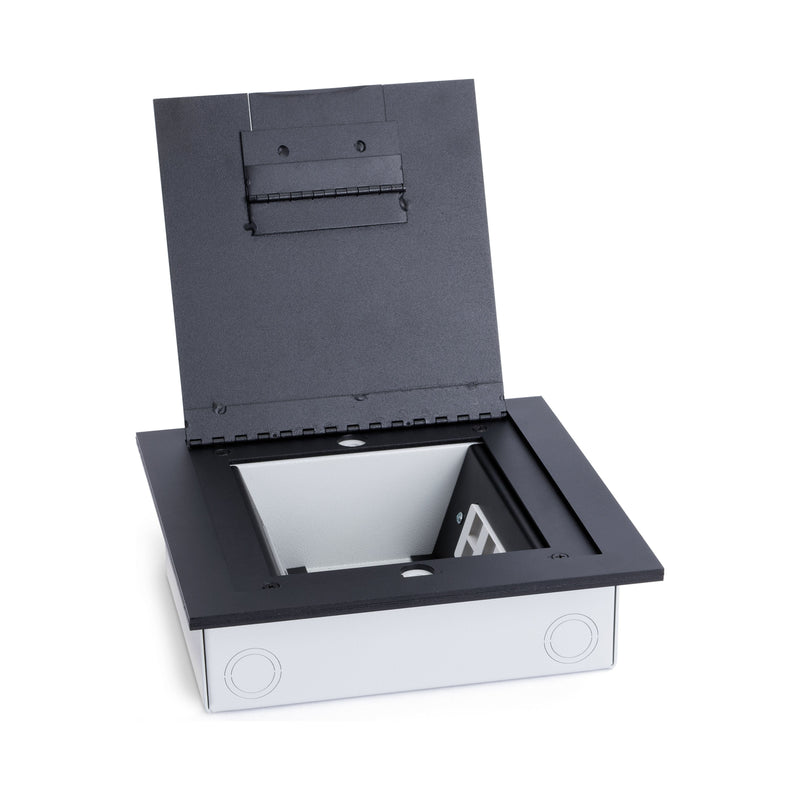Recessed Commercial Floor Box, 2 Decora Openings, Hinged Lid, Black ...