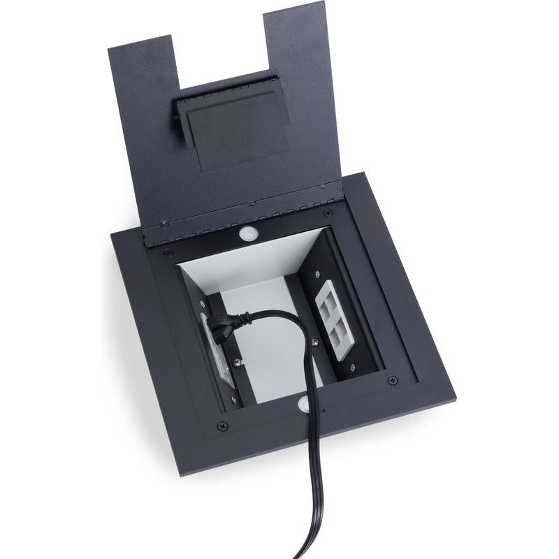 Recessed Table Box Recessed Commercial Floor Box, 2 Decora Openings, Hinged Lid, Black ...