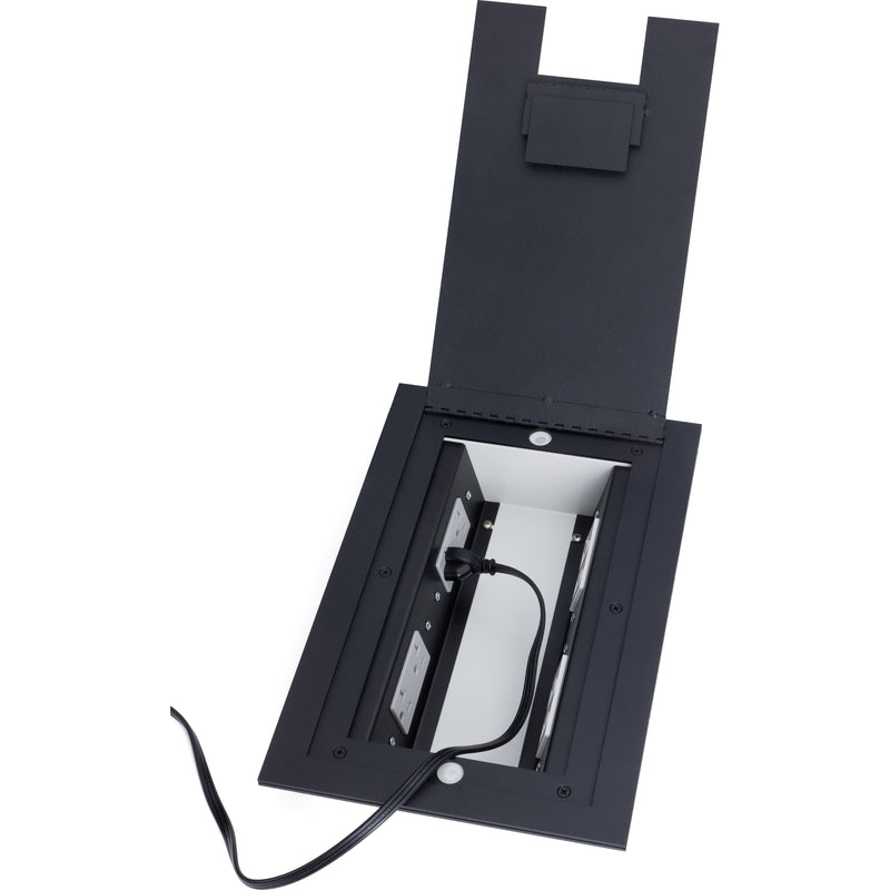 Recessed Table Box Recessed Commercial Floor Box, 4 Decora Openings, Hinged Lid, Black ...