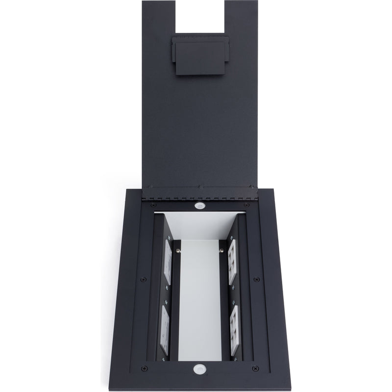 Recessed Table Box Recessed Commercial Floor Box, 4 Decora Openings, Hinged Lid, Stainles ...