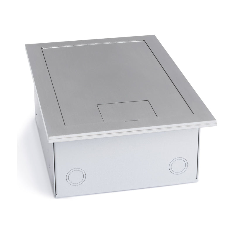 Recessed Commercial Floor Box, 6 Decora Openings, Hinged Lid, Stainles ...