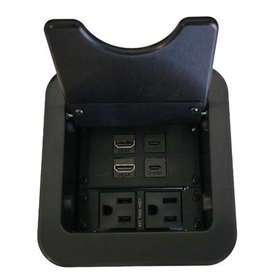 Altinex Cable Nook Jr Cable Well Box, 2 Power, 2 HDMI, 2 USB-C, Black