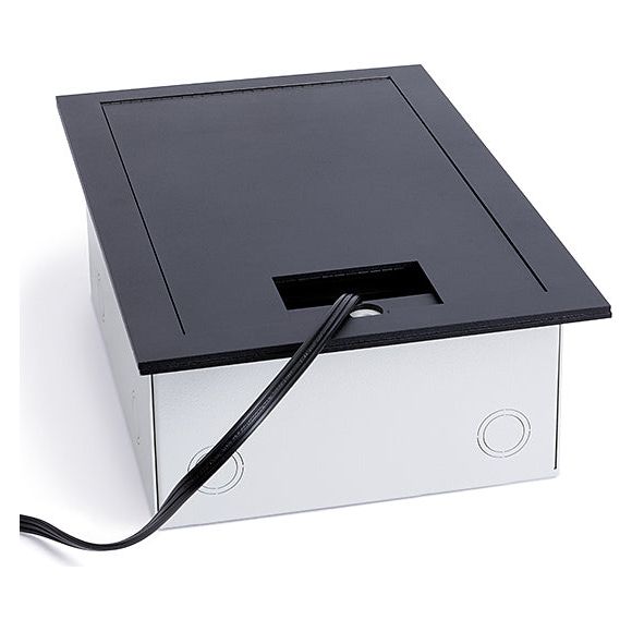 Recessed Table Box Recessed Commercial Floor Box, 8 Decora Openings, Hinged Lid, Black ...