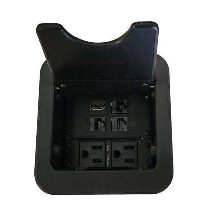 Altinex Cable Nook Jr Cable Well Box, 2 Power, 1 HDMI, 3 Cat6, Black