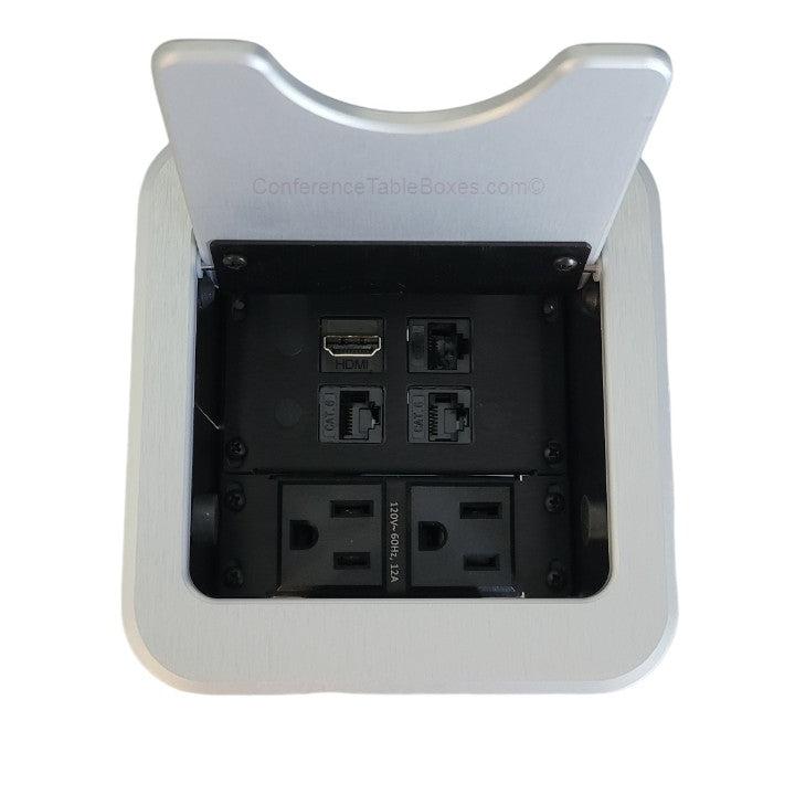 Table Boxes Altinex Cable Nook Jr Table Well Box, 2 Power, 1 HDMI, 3 Cat6, Silver ...