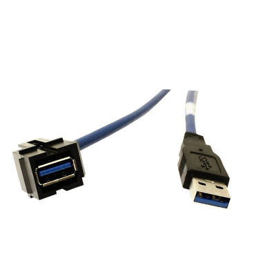 Altinex CM11370 USB-A Female to USB-A 3.0 Male, 6' Snap-In, Black