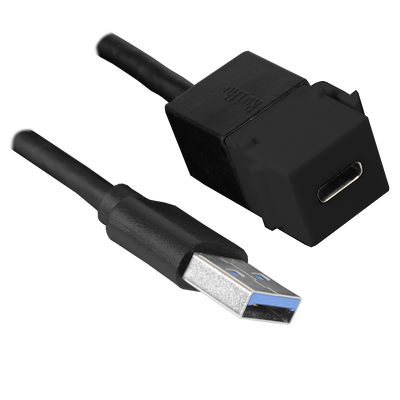 Altinex CM11380 USB-C Female to USB-A 2.0 Male, 6' Snap-In, Black