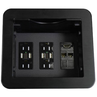 Altinex CNK222 Cable Nook, 4 Power, 6 Charging USB, HDMI, Data, Black