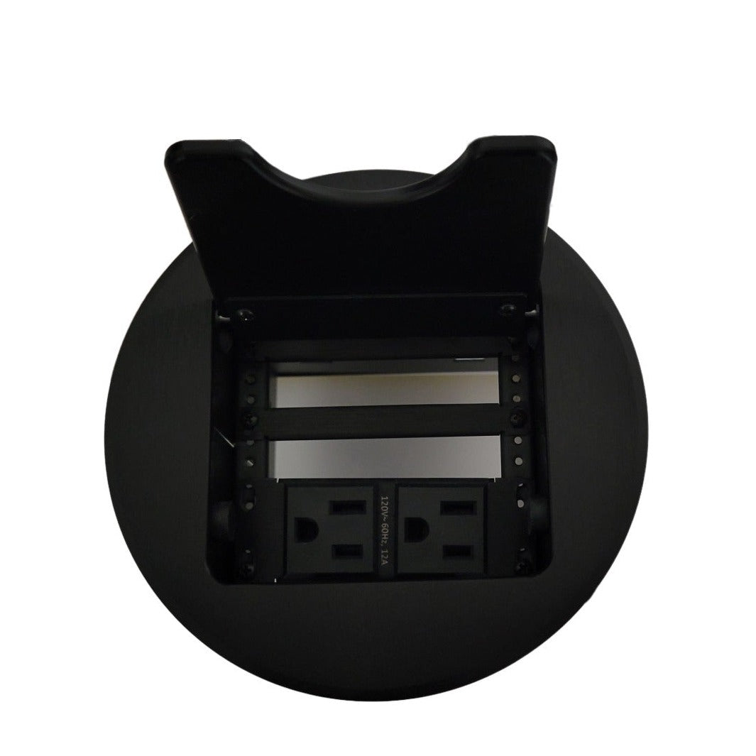 Cable Nook Jr Round Table Box, 2 Power, Cable End Holders, Black ...