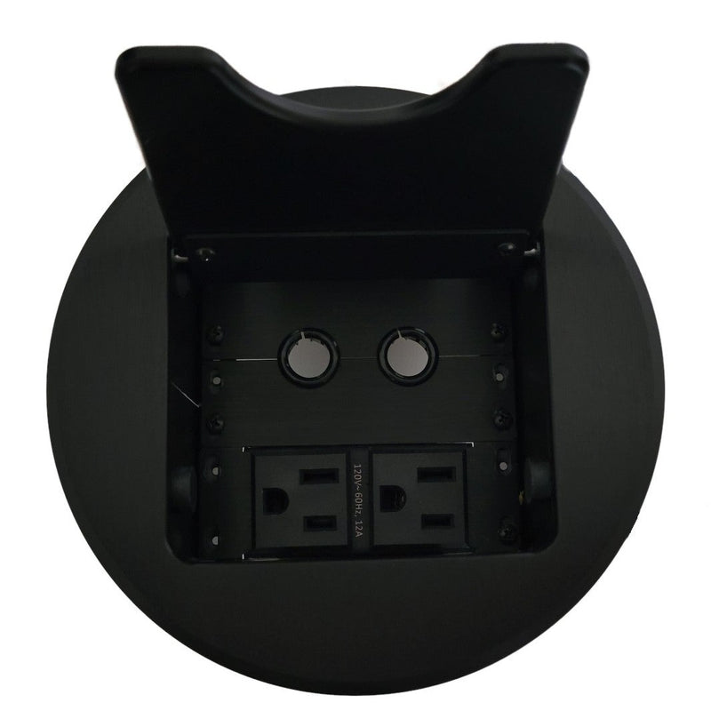 Altinex CNK261R Cable Nook Jr Round Table Box, 2 AC, 2 Grommets, Black