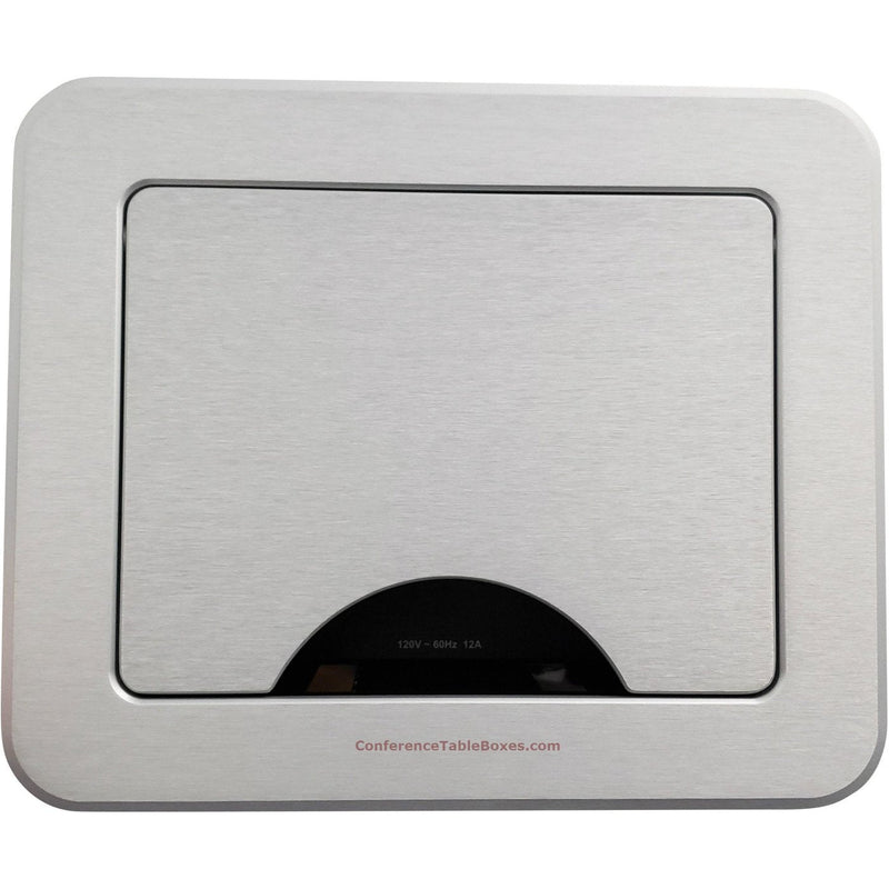 Cable Nook w/ Sliding Lid, 2 Power, 3 Charging USB, 2 HDMI, 4 Cat6, Silver