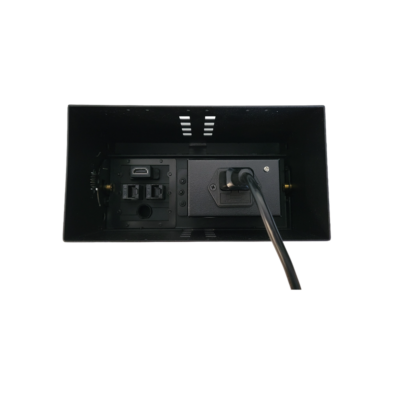 Cable Well Table Box, 2 Power, 2 Charging USB, 1 HDMI, 2 Data, 1 Grommet, Black
