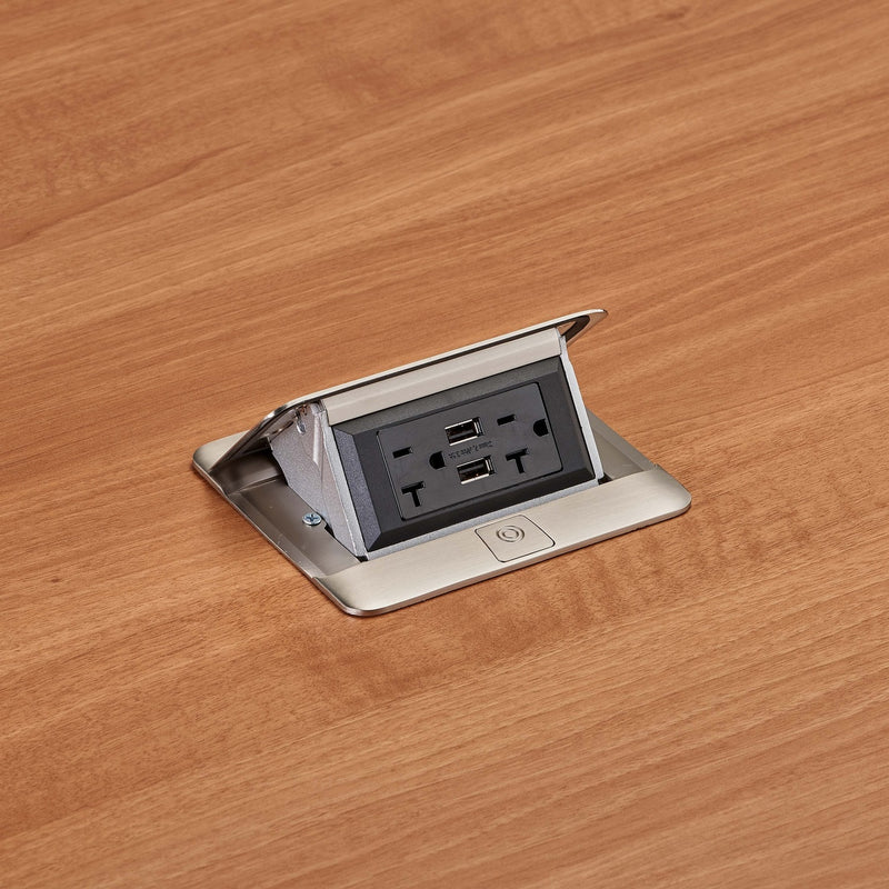 Dangling Utility Box Legrand DQFF20UST Flip Up Table Box Power and Charging USB - Stainless ...