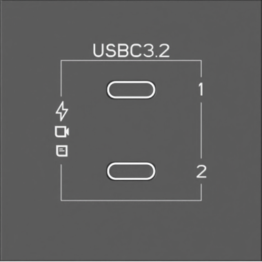 Kramer MD-2C/CM Passive Dual USB-C Module for T-IN Table Boxes Male Out, Black