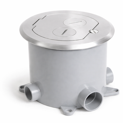 Recessed Round Floor Box for Concrete with Power & Data, Aluminum