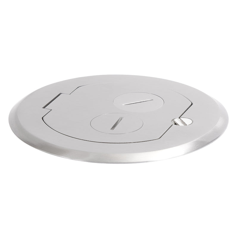 Recessed Round Floor Box for Concrete with Power & Data, Aluminum