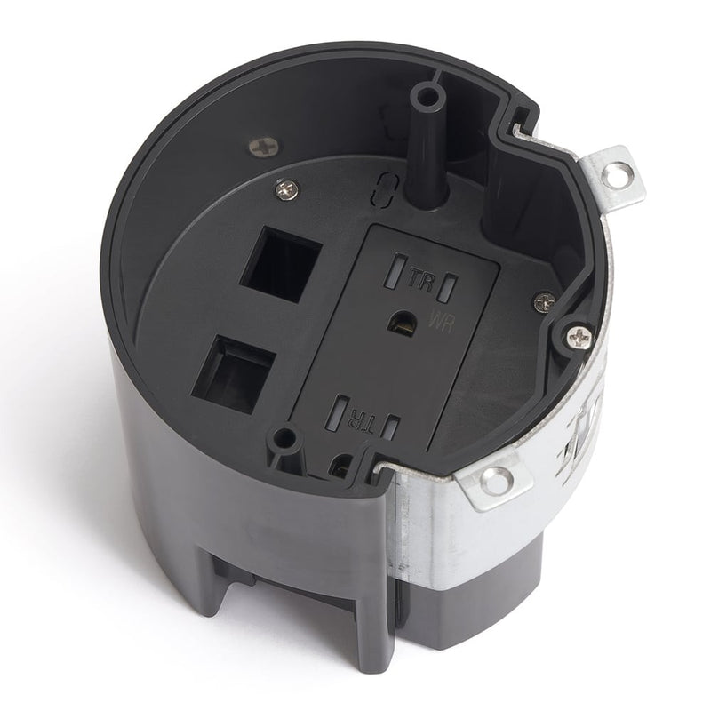 Recessed Round Floor Box for Concrete with Power & Data, Aluminum