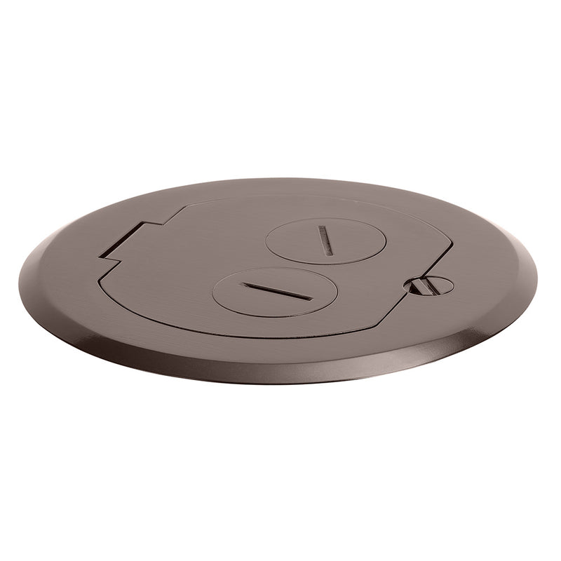 Recessed Round Floor Box for Concrete with Power & Data, Dark Bronze