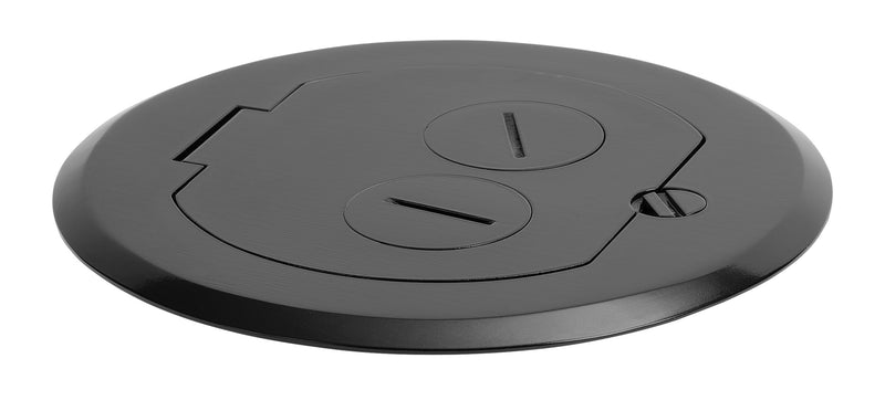 Recessed Round Floor Box for Concrete with Power & Data, Matte Black