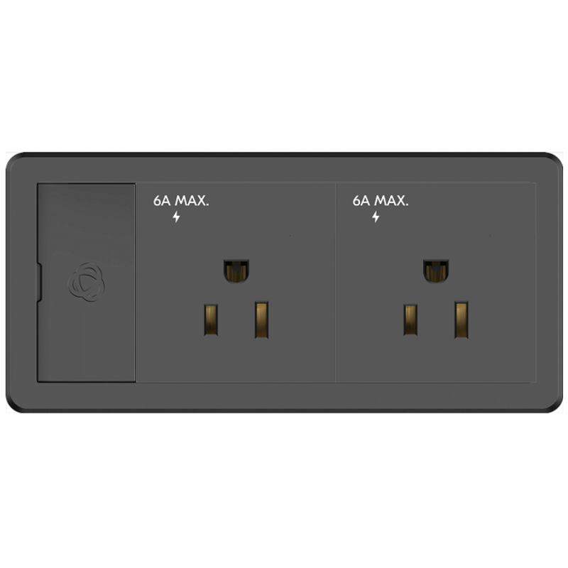 Kramer T-IN2-REC1-B3 Surface Mount Table Box, 2 Power, Black