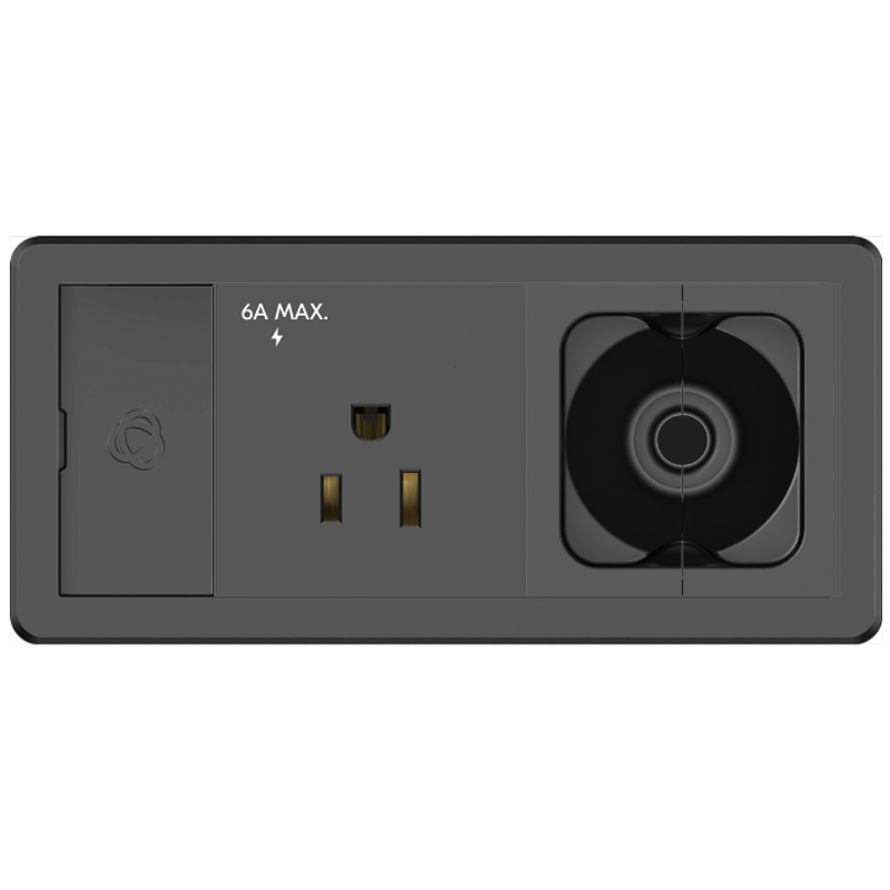 Kramer T-IN2-REC1-B4 Surface Mount Box, 1 Power, 1 Grommet Hole, Black