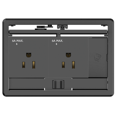 Kramer T-IN2-REC2-B3 Conference Table Well Box, 2 Power, Black