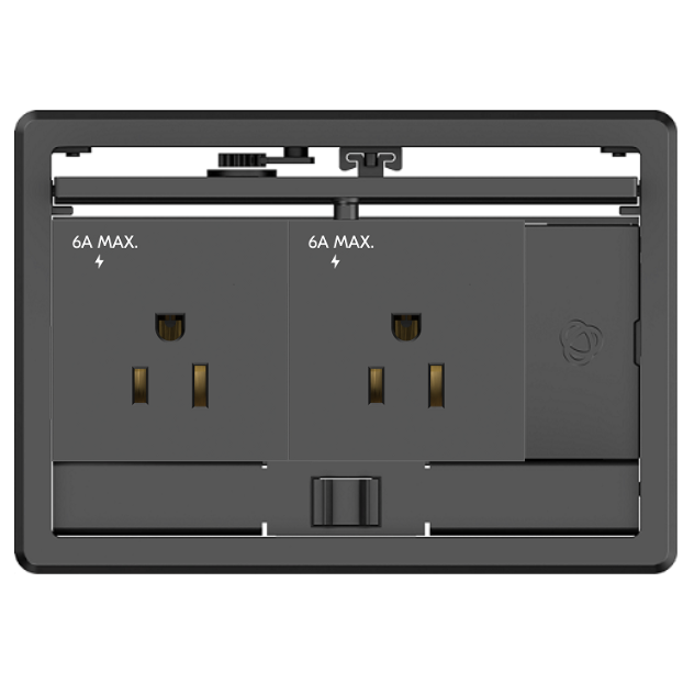 Kramer T-IN2-REC2-B3 Conference Table Well Box, 2 Power, Black