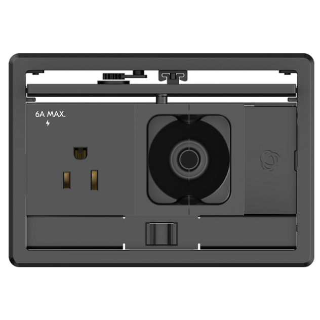 Kramer T-IN2-REC2-B4 Conference Table Well Box, 1 Power, 1 Grommet Hole, Black