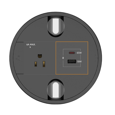 Kramer T-IN2-RND1-B2 Round Surface Mount Box 1 Power, USB A&C, 2 Holes, Black