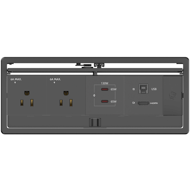 Kramer T-IN4-REC2-B2 Table Box 2 Power, Dual USB-C Charging, 1 HDMI Black