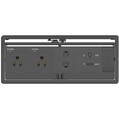 Kramer T-IN4-REC2-B3 Table Box 2 Power, Dual Cat6, 1 HDMI Black