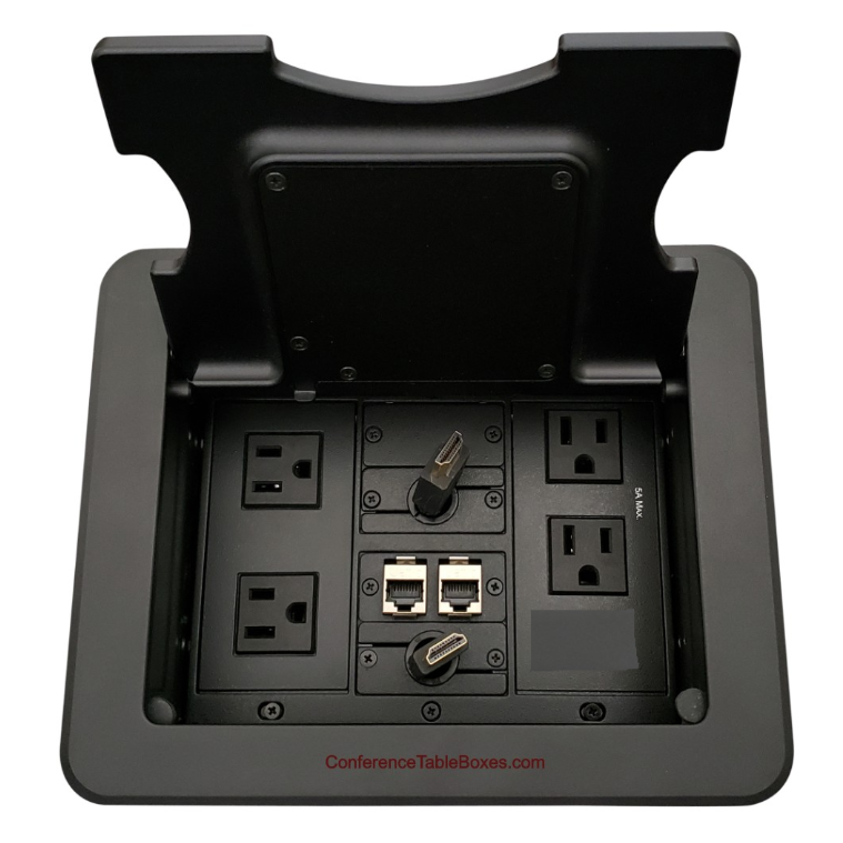 Cable Well Wireless QI 4 Power, 2 Retractable HDMI, 2 Cat6, Black