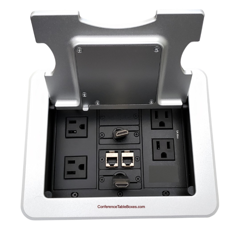 Cable Well Wireless QI 4 Power, 2 Retractable HDMI, 2 Cat6, Silver