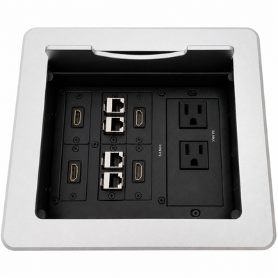 Kramer Table Box with 2 Power, 4 HDMI, 4 Cat6, Silver