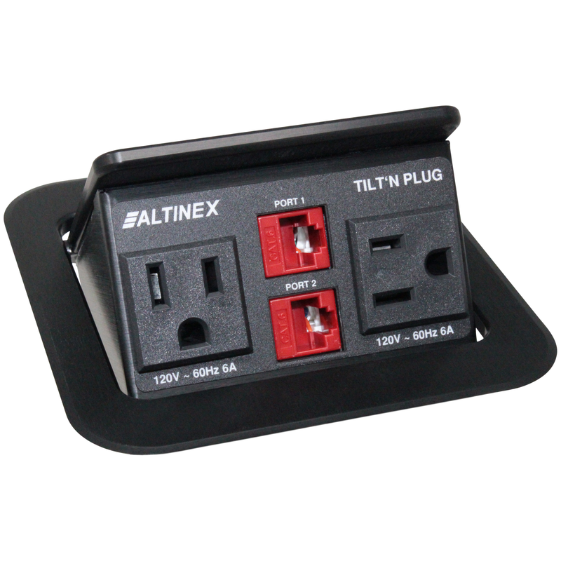 Pop Up Conference Table Box with 2 Power and 2 Cat6 - Black