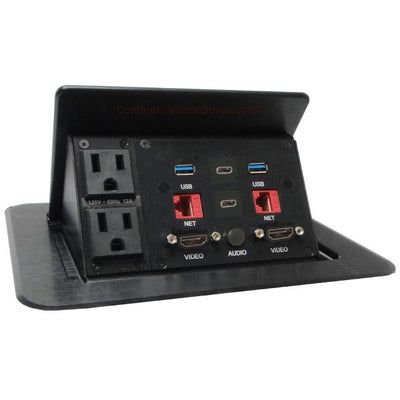 Altinex TNP528C Pop Up Tabletop Multi Format Connection Box, Black