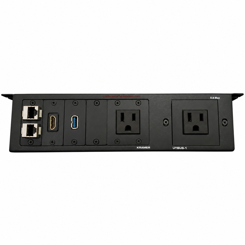 Kramer UTBUS-1-2 Under Table Box 2 Power, 2 Data, 1 HDMI, 1 USB-A, Black