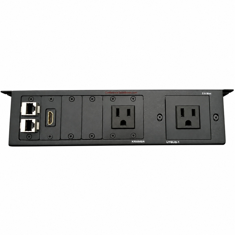 Under Table Box 2 Power, 2 Data, 2 HDMI, Black