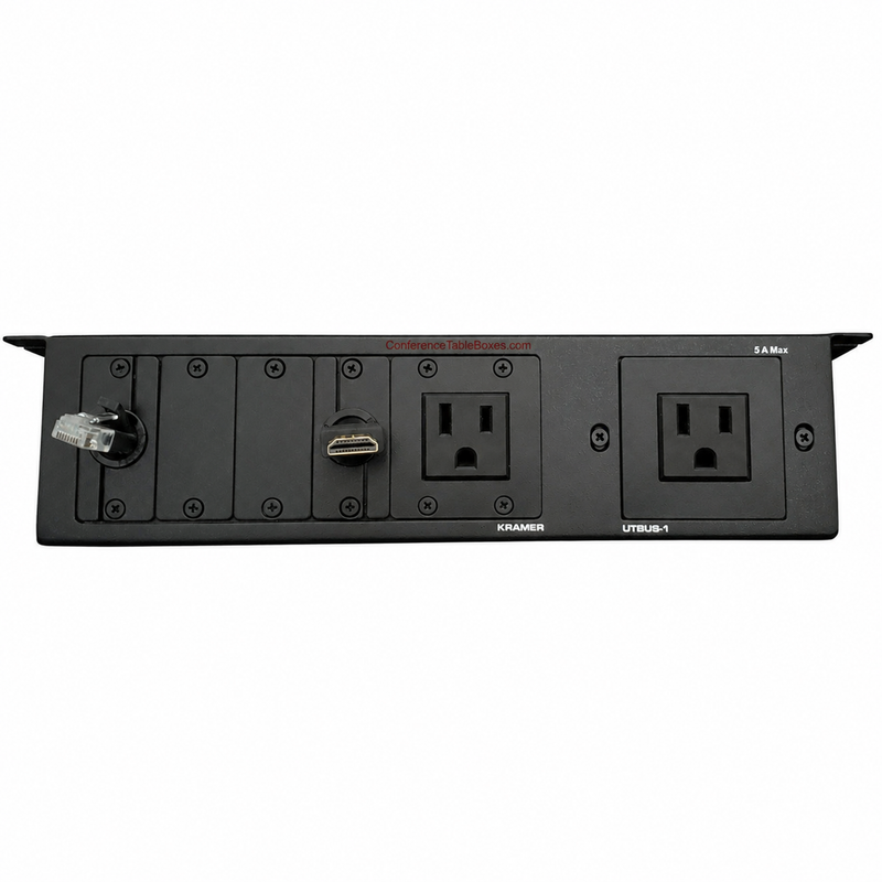 Under Table Box 2 Power, Retractable HDMI and Cat6