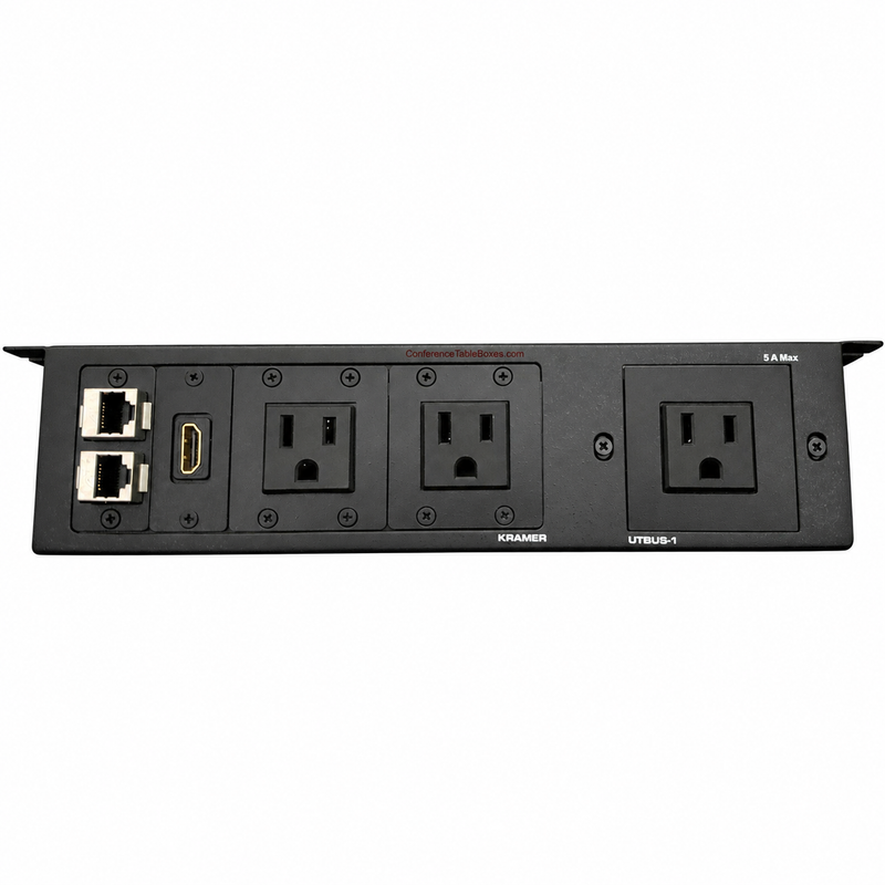 Under Table Edge Mount, 3 Power, 2 Data, 1 HDMI, Black