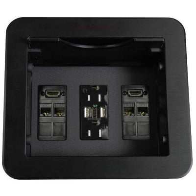 Altinex CNK222-B9 Cable Nook, 2 Power, 3 Charging USB, HDMI, Data, Black