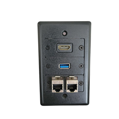 Kramer FRAME-1G Single Gang Wall Plate, 1 HDMI, 1 USB-A, 2 Cat6, Black