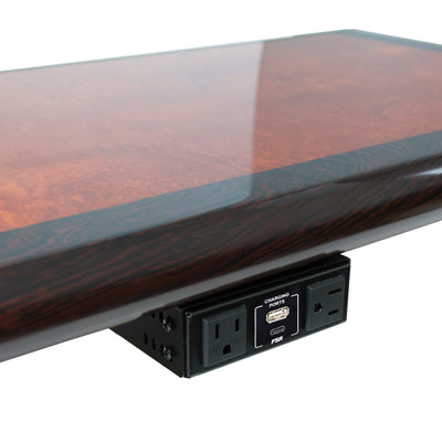 FSR Under Table Mount Box with 2 Power, 2 Charging USB Ports, Black