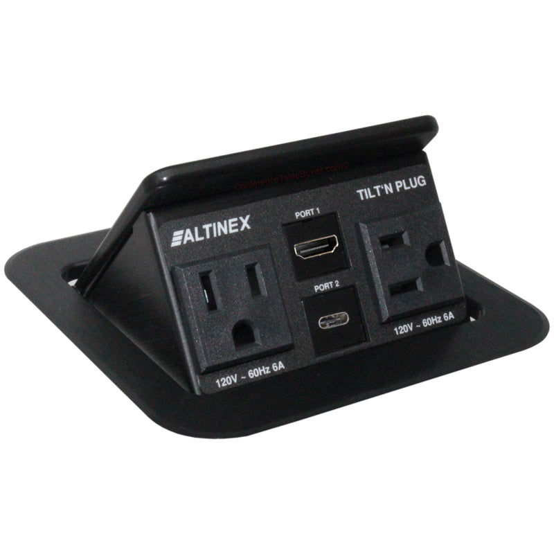 Pop Up Conference Table Box with 2 Power, 1 HDMI, 1 USB-C, Black ...