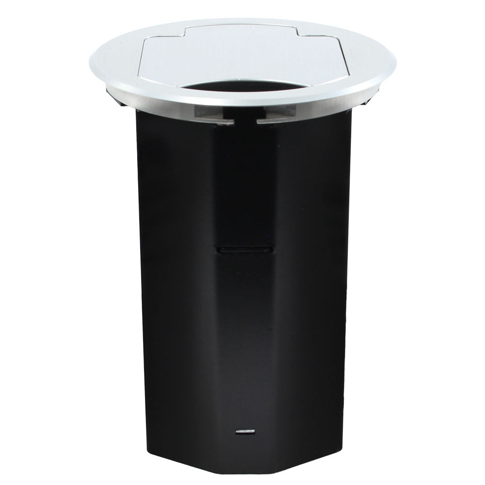 Table Boxes Round Cable Well Conference Table Box 2 Power, 2 Pull Data, Silver ...