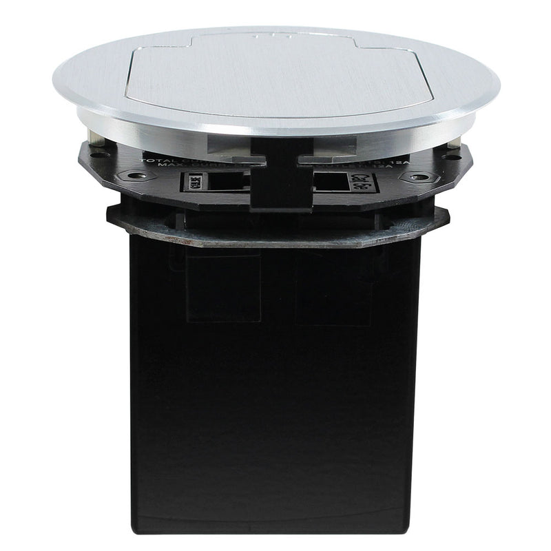 Round Cable Well Conference Table Box 2 Power Hardwired, 2 Data, Silve ...