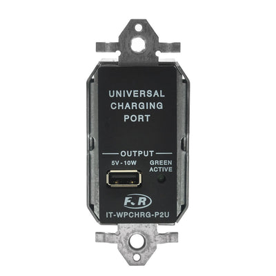 FSR IT-WPCHRG-P2U-BLK PoE to USB Universal Charger, Wall Plate, 10 Watts, Black