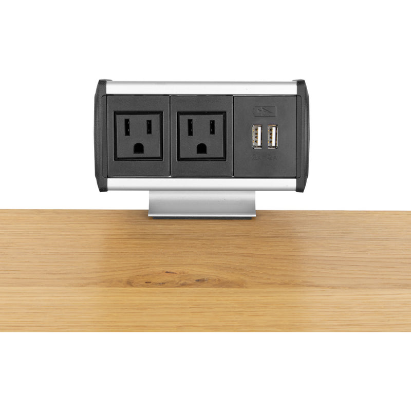 Table Edge Clamping Box, 2 Power and 2 Charging USB-A, Black