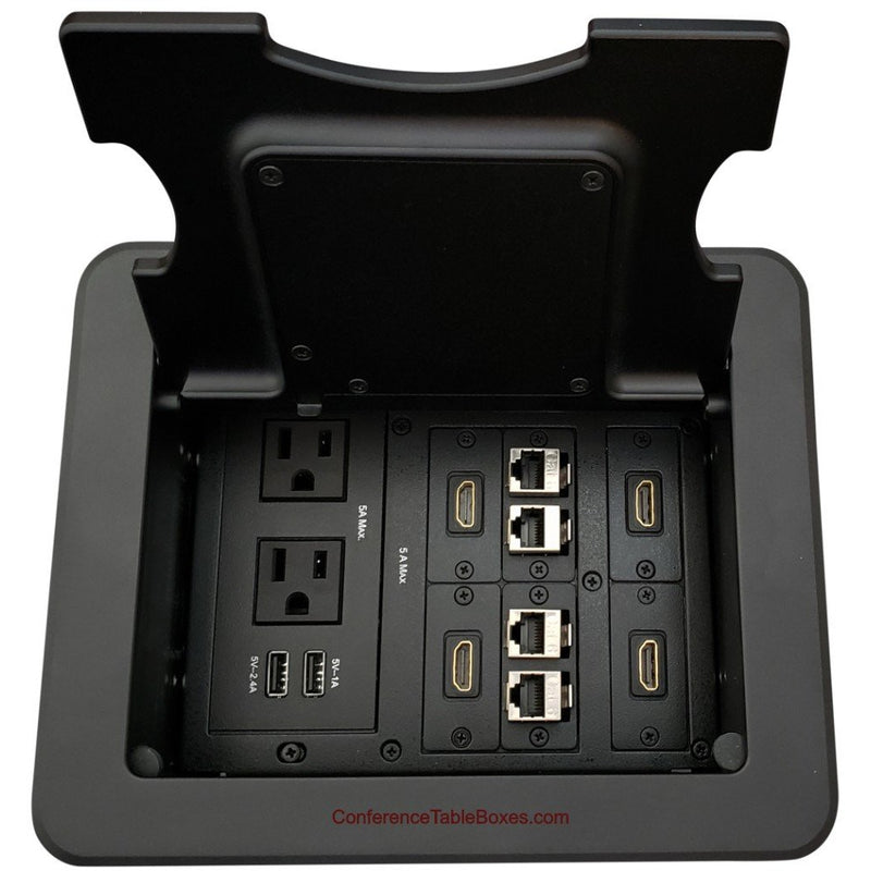 Conference Table Connectivity Box with Wireless QI Charging - Black ...