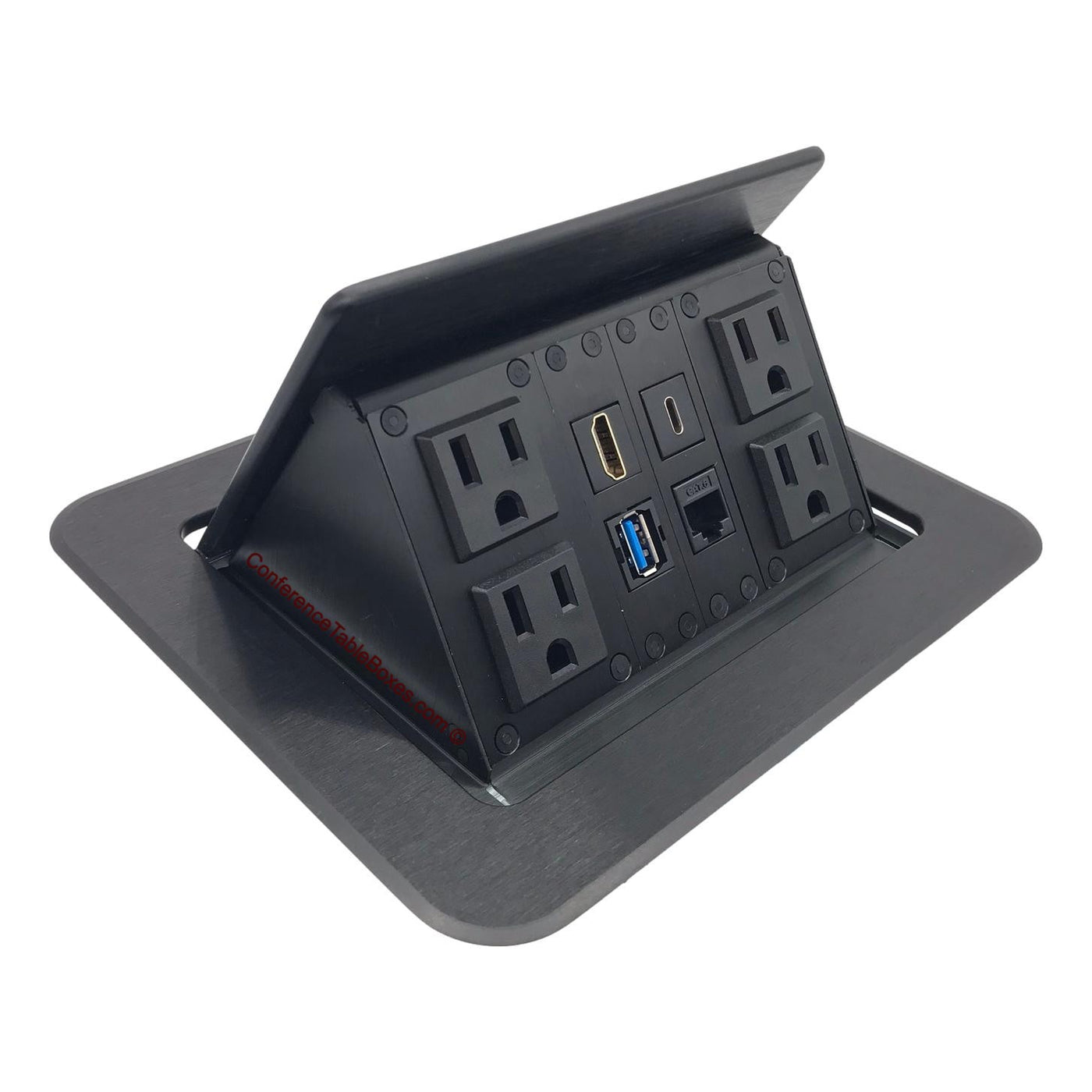Table Boxes Pop Up Conference Table Box 4 Power, HDMI, Cat6, USB-A, USB-C, Black ...